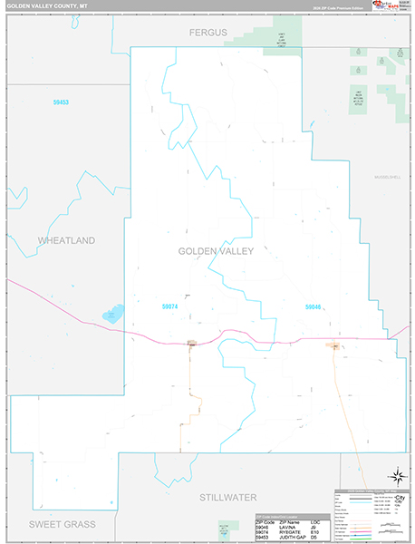 Golden Valley County, MT Wall Map